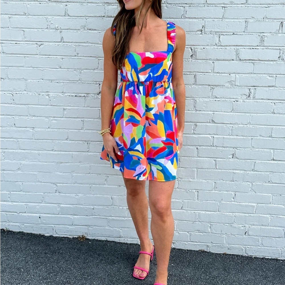 Show Me Your Mumu Just A Fling Dress Large Colorful Resort Dress Pockets - Picture 3 of 10